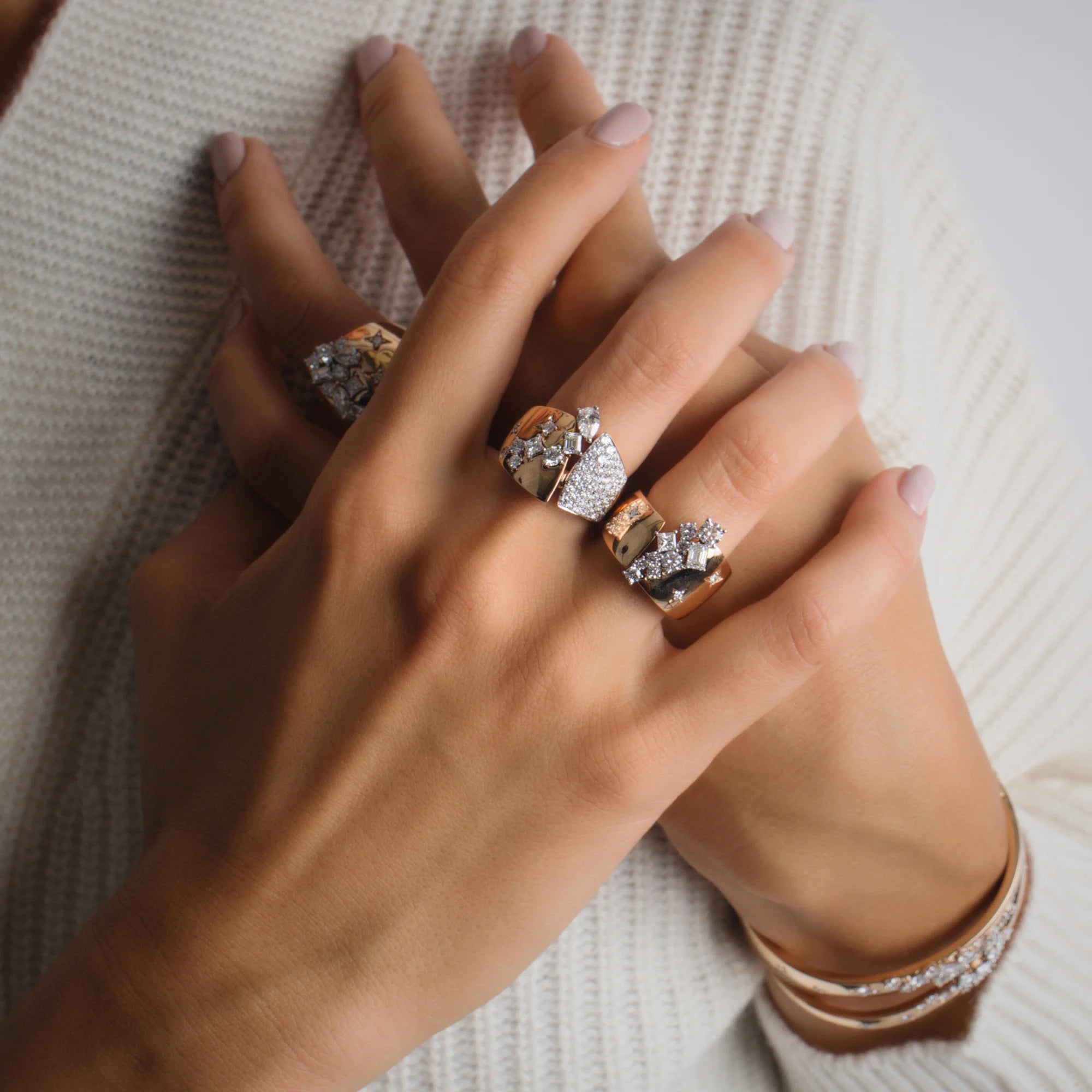 完売品　sykia/2way 3stone Ring Gold 2way 3stone Ring｜2wayシルバーリング – MARTE