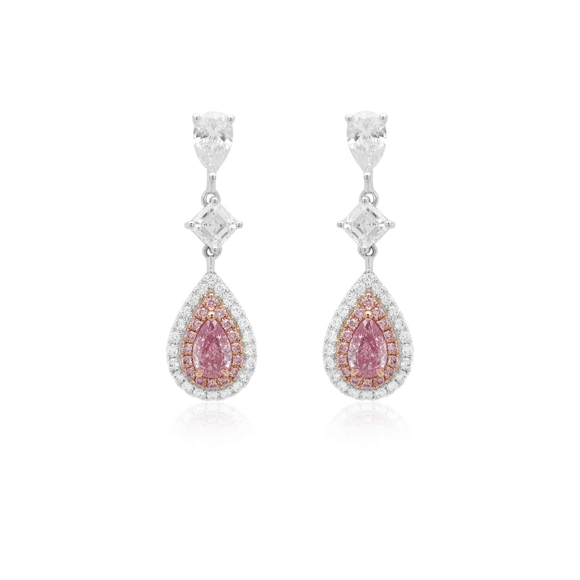 Drop Pink & White Diamond Earrings - K.S. Sze & Sons