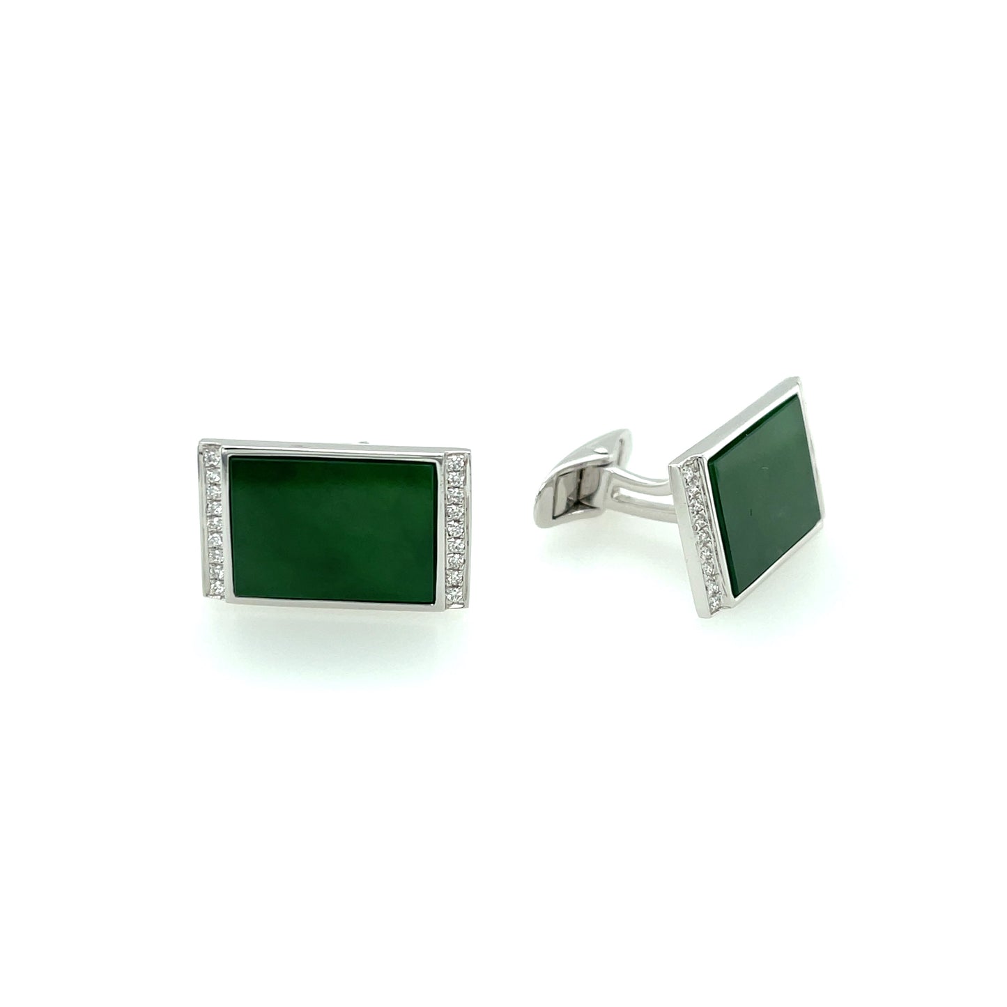 18K Jade & Diamond Cufflink - K.S. Sze & Sons