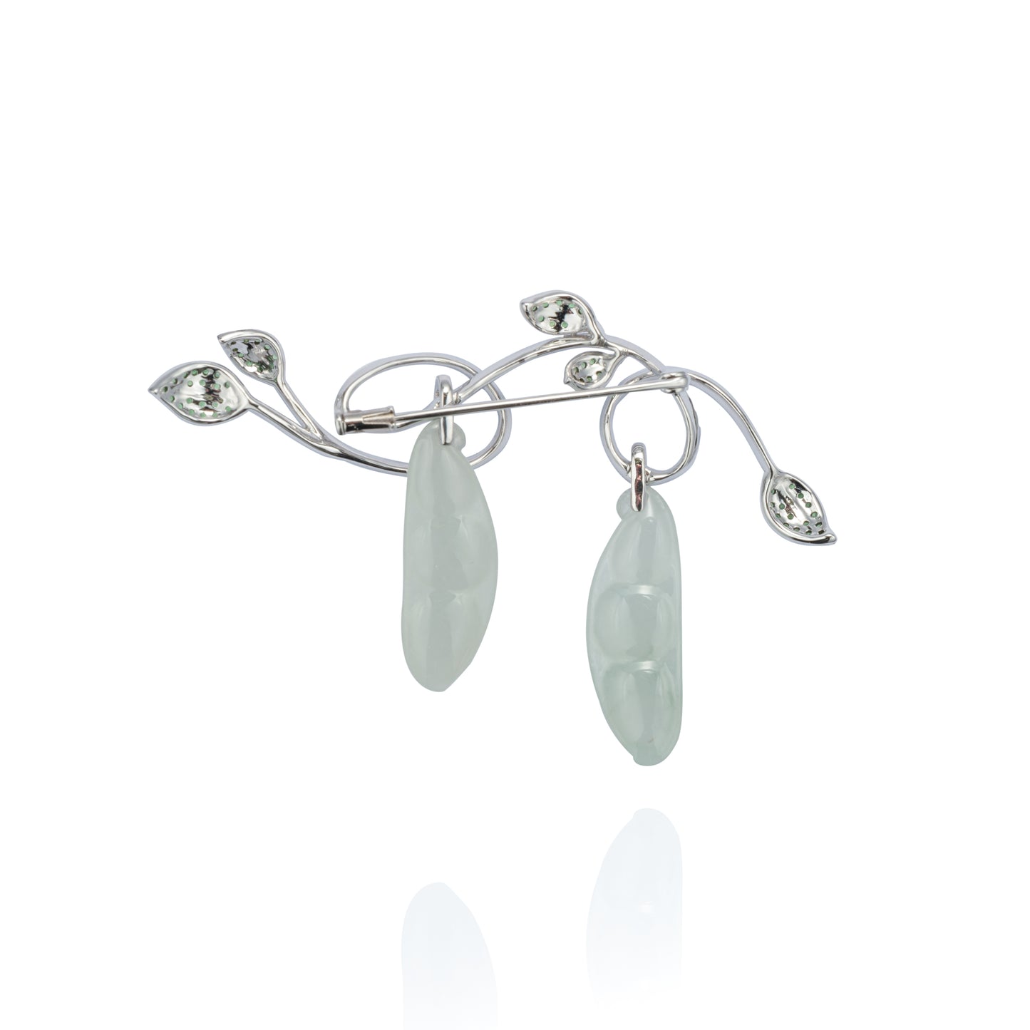 18K White Gold Jade Carving Earrings with Green Garnet & Diamond - K.S. Sze & Sons