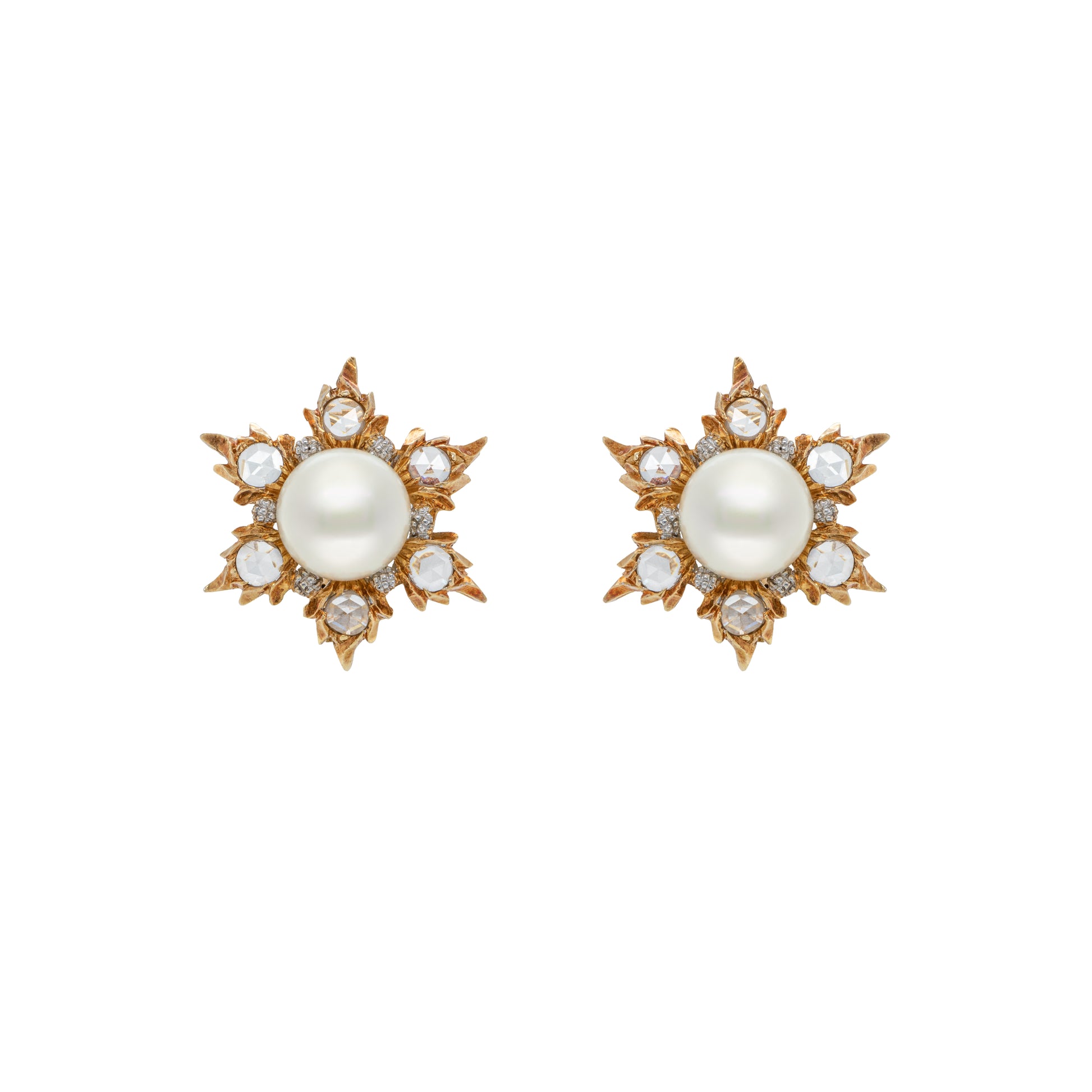" GIANMARI A BUCCELLATI  "Japanese Cultured Pearl  & Diamond Earrings - K.S. Sze & Sons