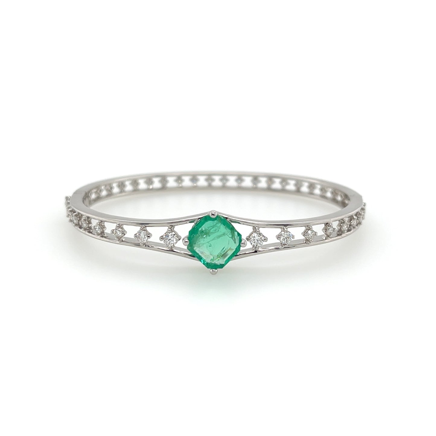 Emerald & Diamond Bangle - K.S. Sze & Sons
