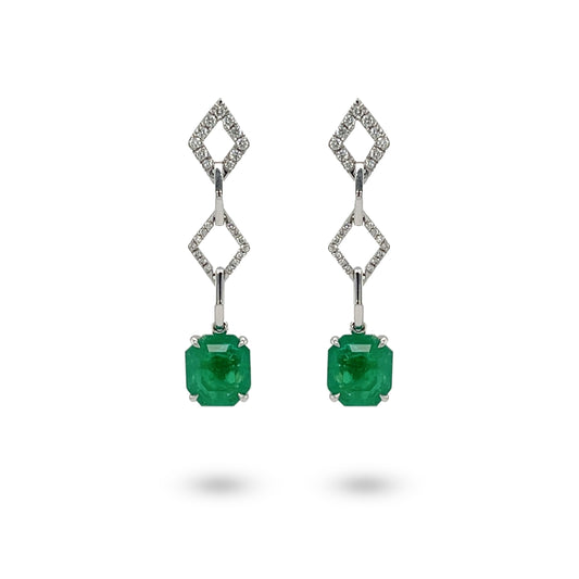 Emerald  & Diamond Earrings - K.S. Sze & Sons