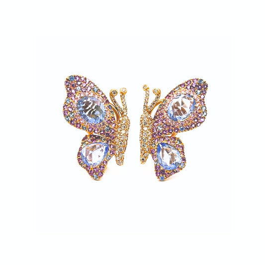 Sapphire & Diamond Butterfly Earrings - K.S. Sze & Sons
