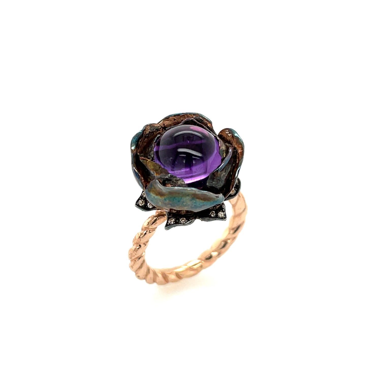 18K Amethyst & Diamond ring - K.S. Sze & Sons