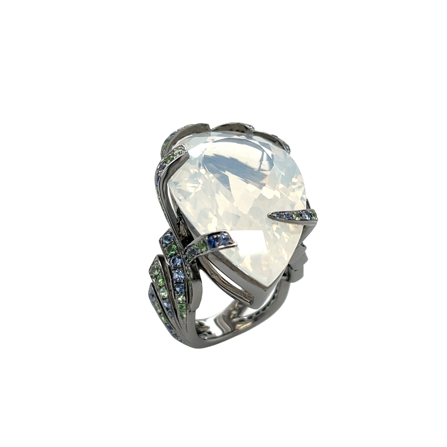18K Quartz, Sapphire & Garnet Ring - K.S. Sze & Sons