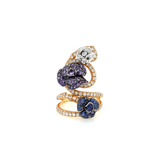 18K Diamond & Color Sapphire Ring - K.S. Sze & Sons