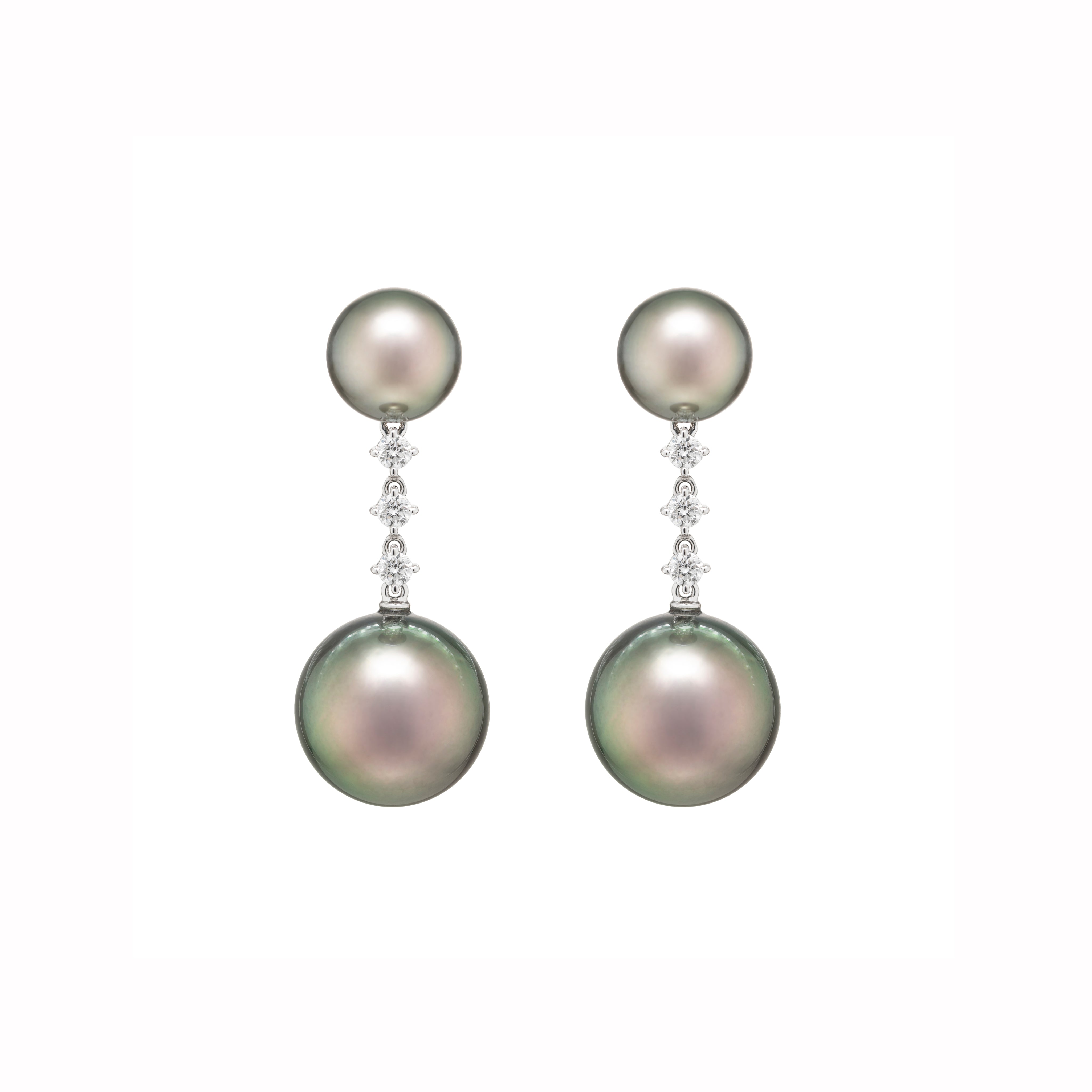 Tahitian South Sea Pearl & Diamond Earrings - K.S. Sze & Sons