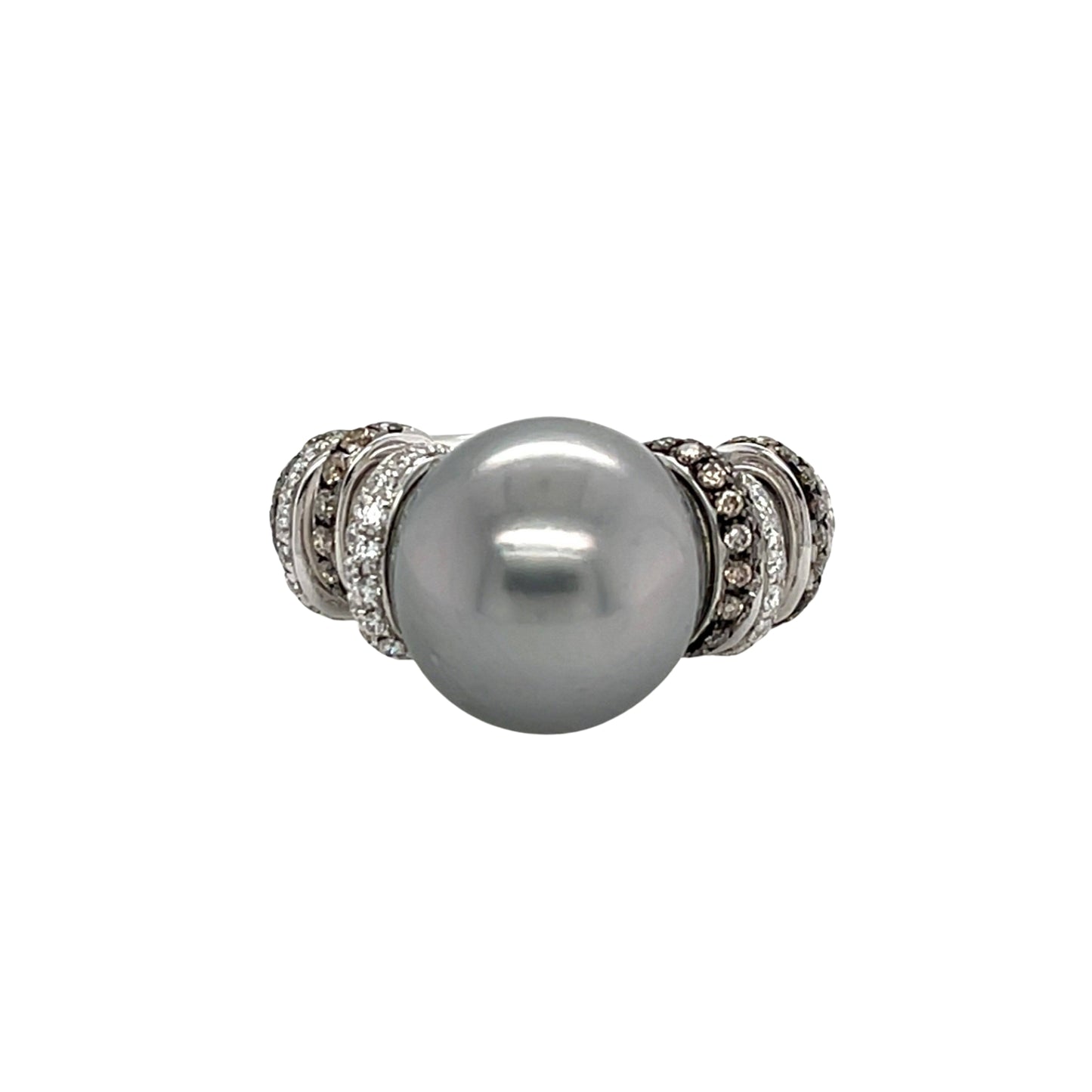 18K Tahitian South Sea Pearl & Diamond Ring - K.S. Sze & Sons