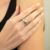 Tahitian South Sea Pearl & Diamond Ring - K.S. Sze & Sons