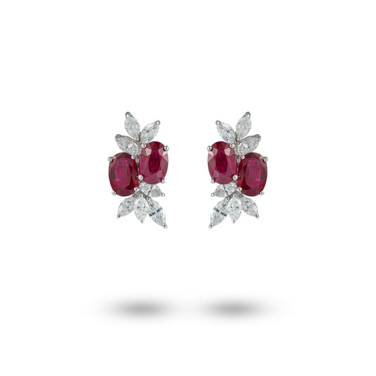 18K Ruby & Diamond Earrings - K.S. Sze & Sons