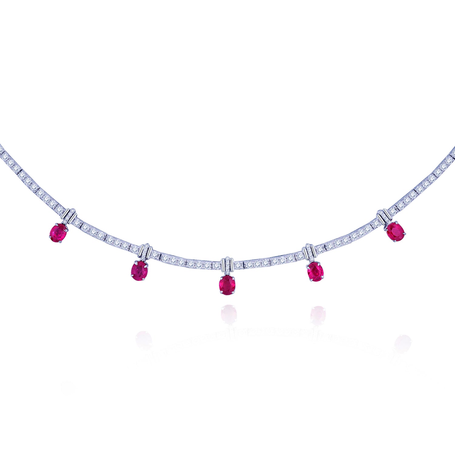 Dangling Burma Ruby & Diamond Necklace - K.S. Sze & Sons