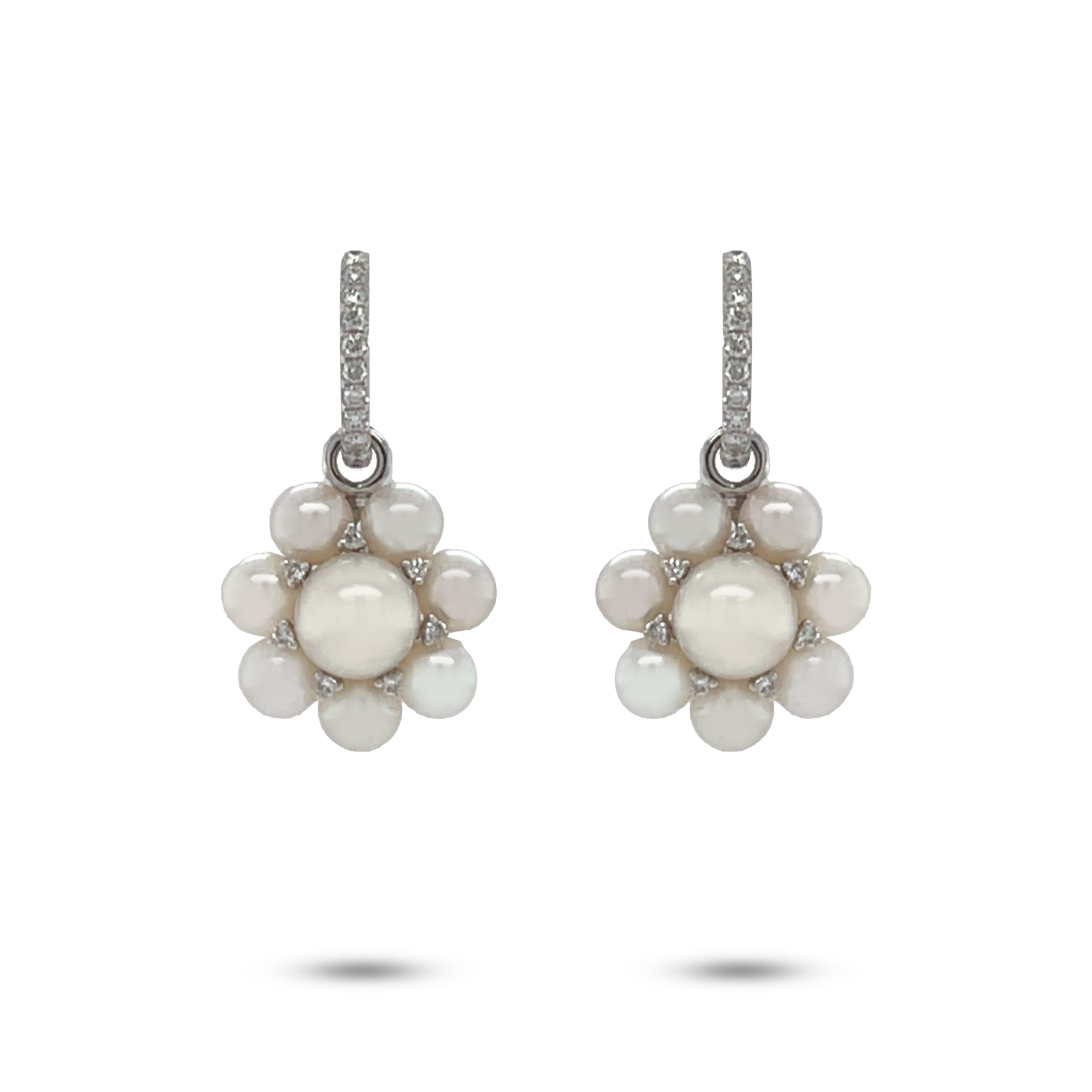 Akoya Flower Diamond Earrings - K.S. Sze & Sons