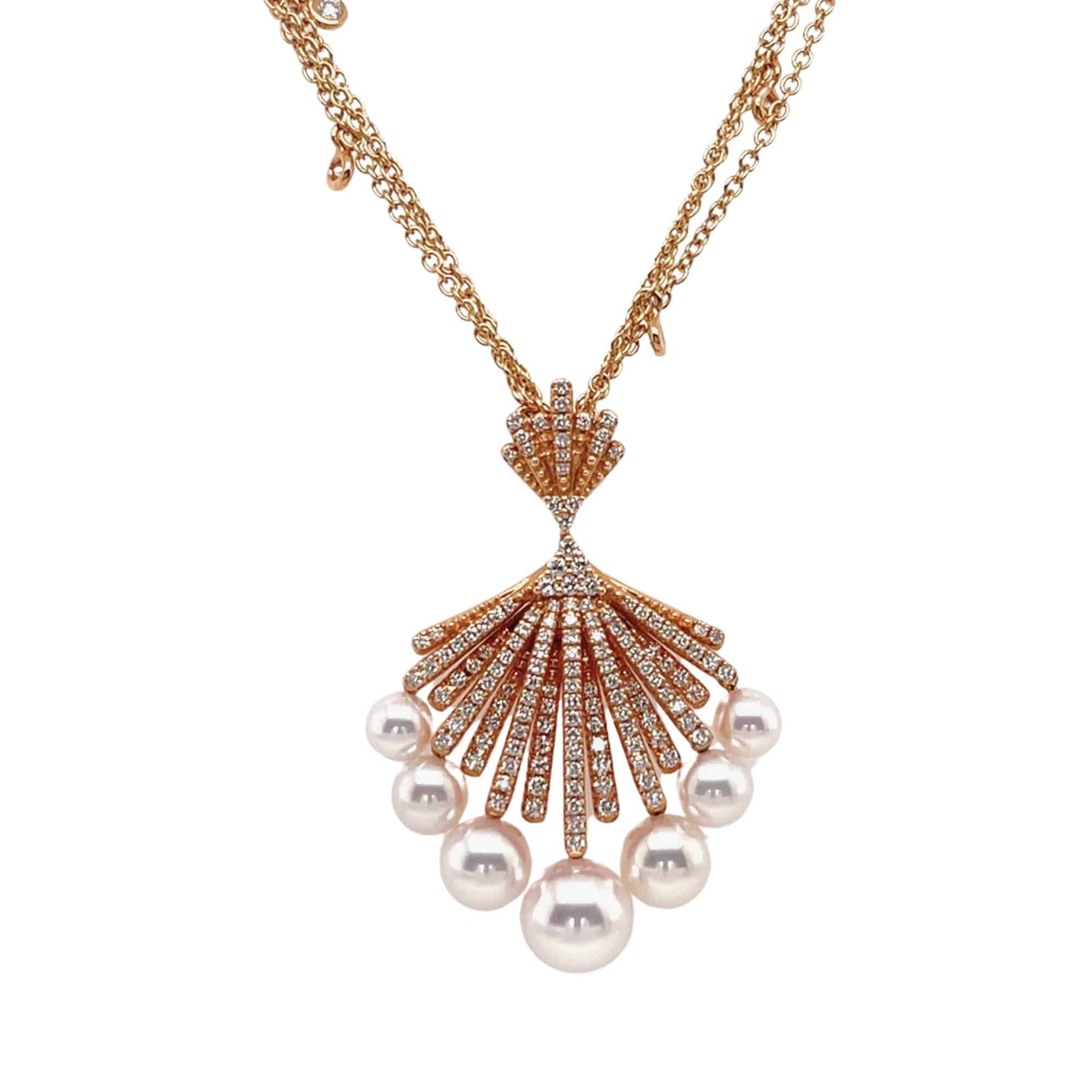 Akoya Pearl & Diamond Fan Pendant - K.S. Sze & Sons