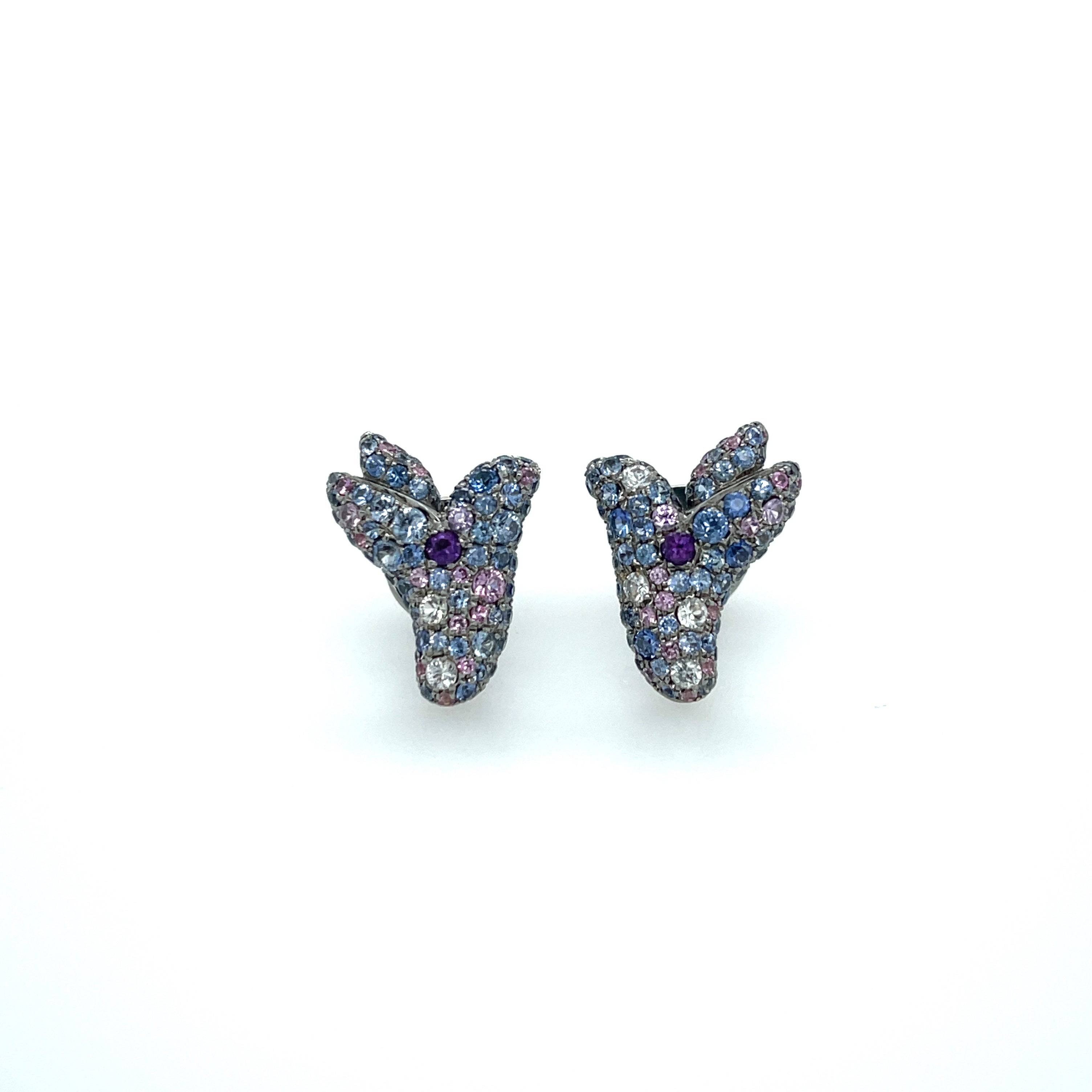 Amethyst & Multicolored Sapphire Earrings - K.S. Sze & Sons