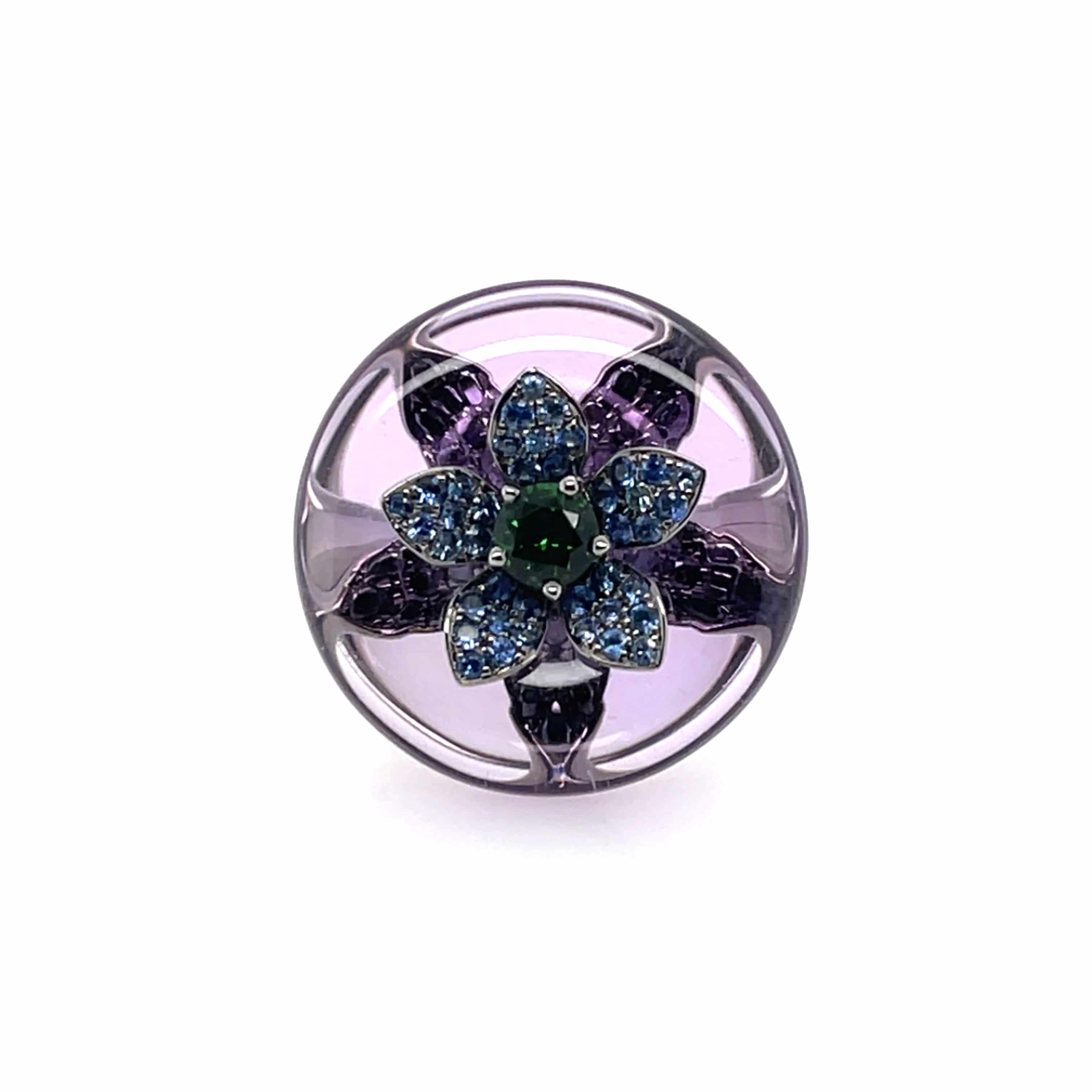 Amethyst, Sapphire & Diamond Floral Ring - K.S. Sze & Sons