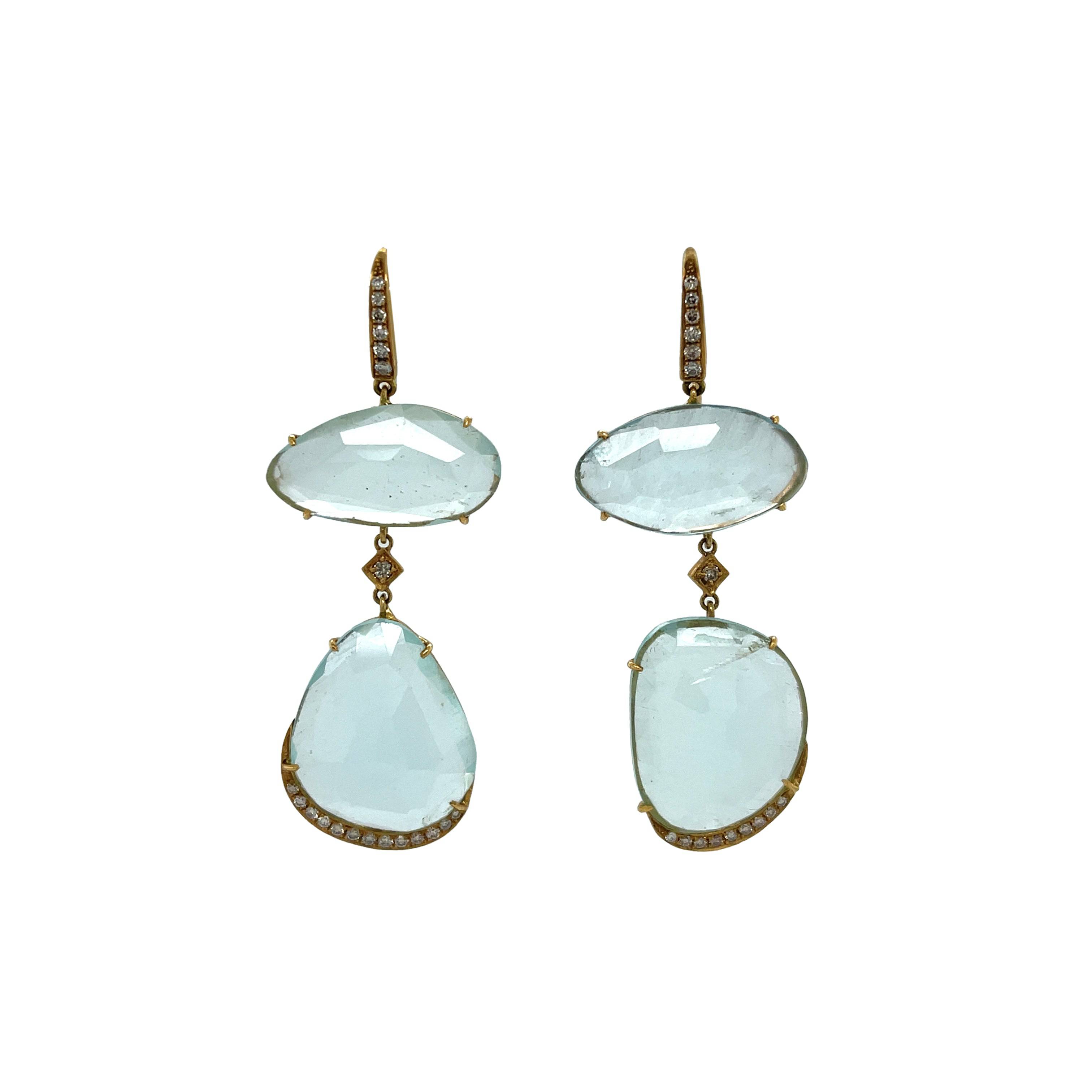 Aquamarine & Diamond Drop Earrings - K.S. Sze & Sons