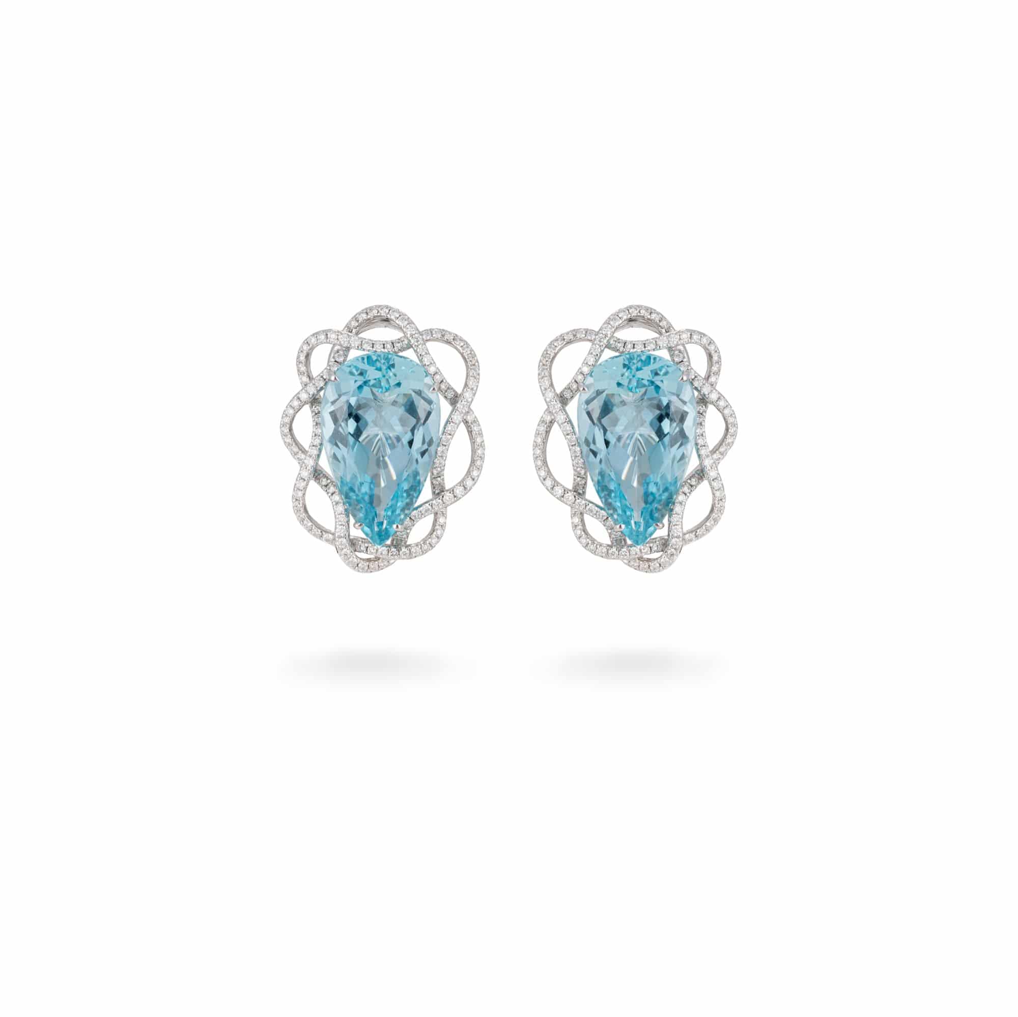 Aquamarine & White Diamond Earrings - K.S. Sze & Sons