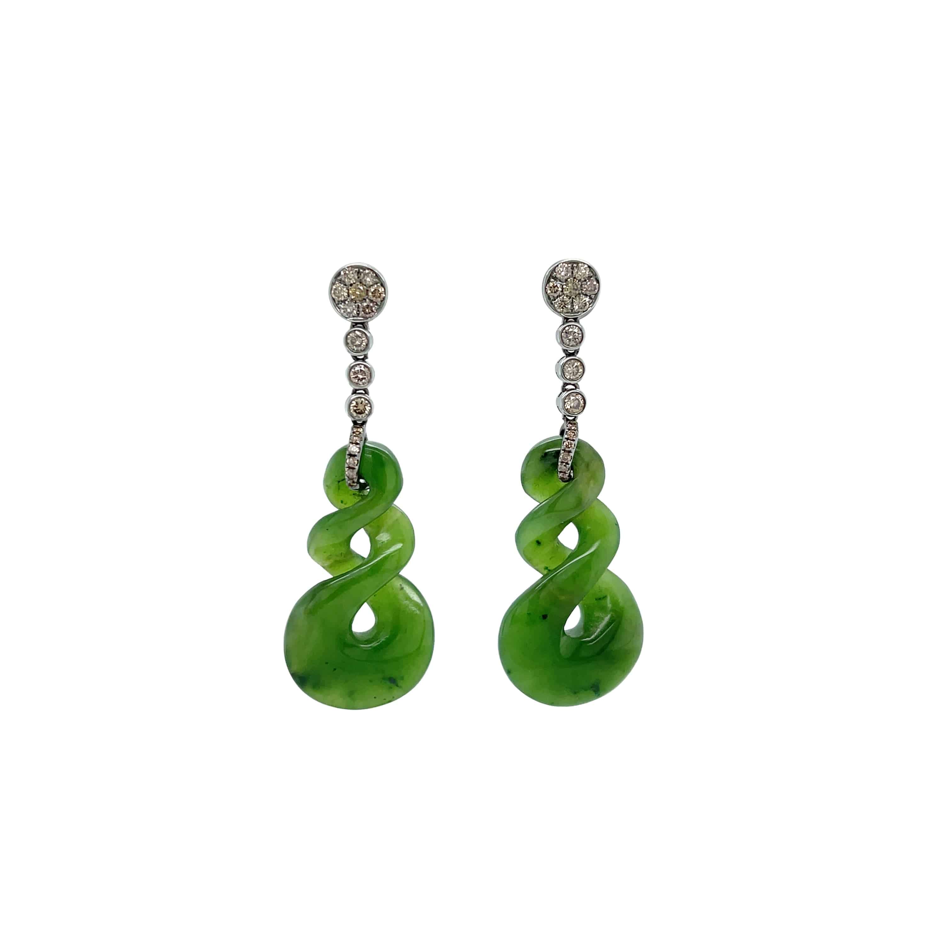 Aventurine & Diamond Earrings - K.S. Sze & Sons