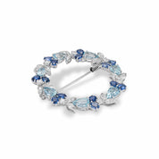 Blue Sapphire & Aquamarine Wreath Brooch - K.S. Sze & Sons