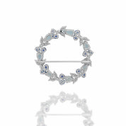 Blue Sapphire & Aquamarine Wreath Brooch - K.S. Sze & Sons