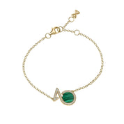 Bracelet In Yellow Gold With Malachite And Diamonds - K.S. Sze & Sons