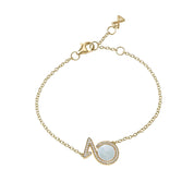 Bracelet In Yellow Gold With Mother Of Pearl And Diamonds - K.S. Sze & Sons