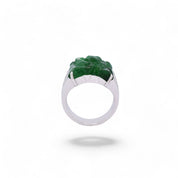 Carved Jade Diamond Ring - K.S. Sze & Sons