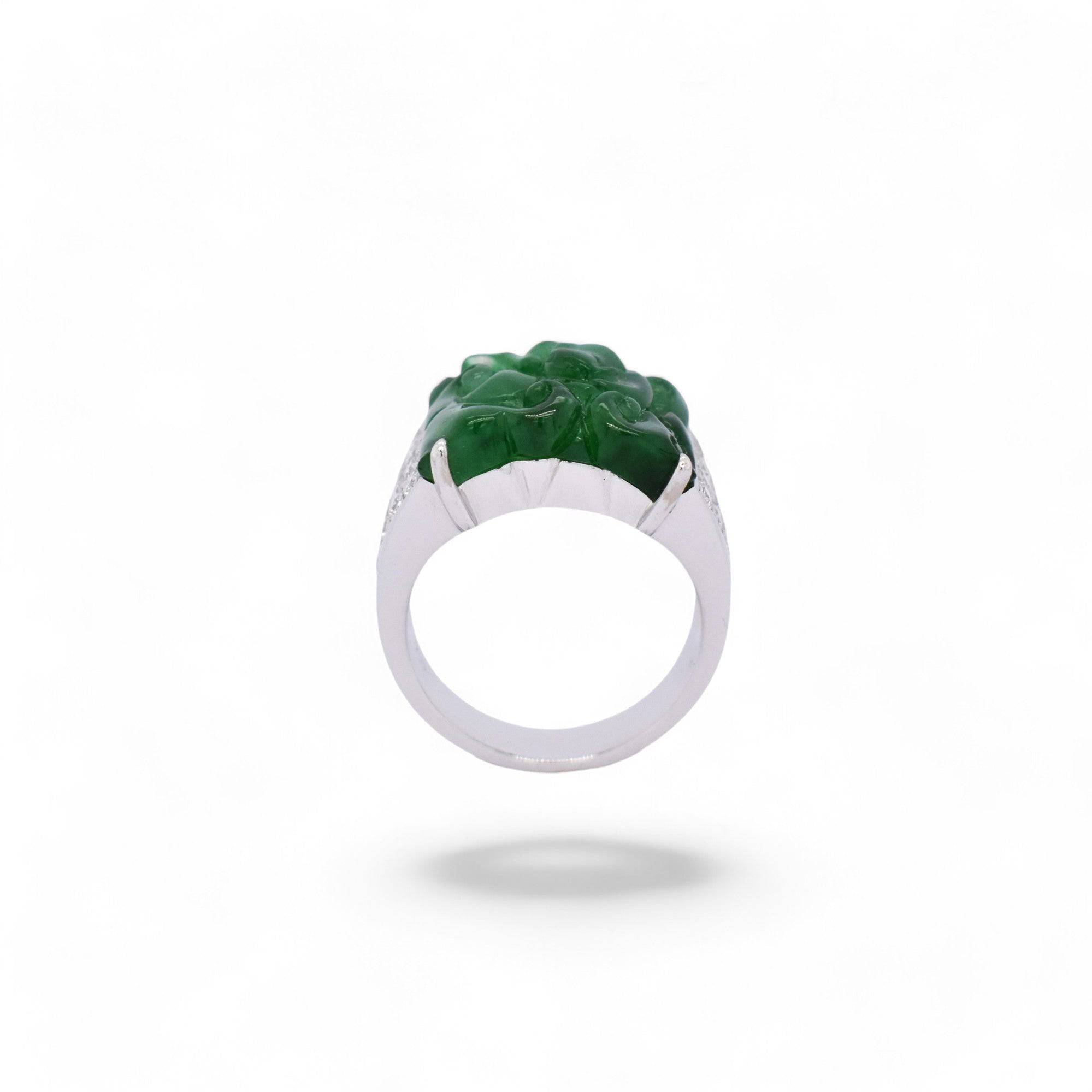Carved Jade Diamond Ring - K.S. Sze & Sons