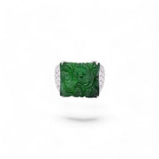 Carved Jade Diamond Ring - K.S. Sze & Sons