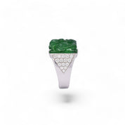 Carved Jade Diamond Ring - K.S. Sze & Sons