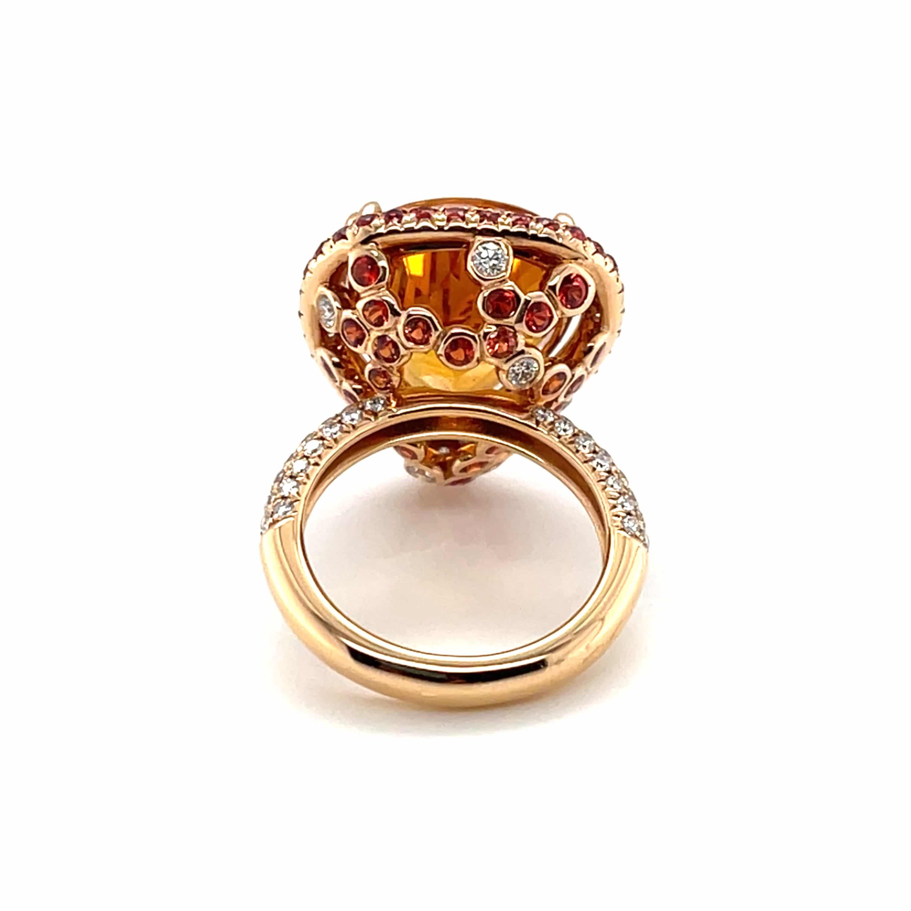 Citrine, Orange Sapphire & Diamond Ring - K.S. Sze & Sons