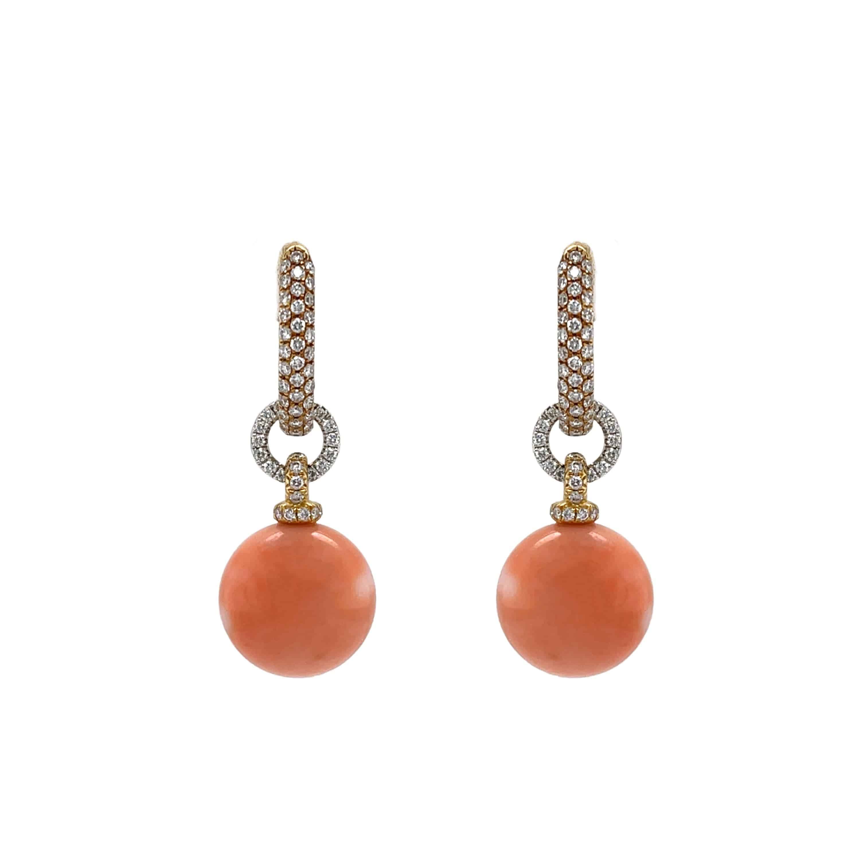Coral & Diamond Drop Earrings - K.S. Sze & Sons