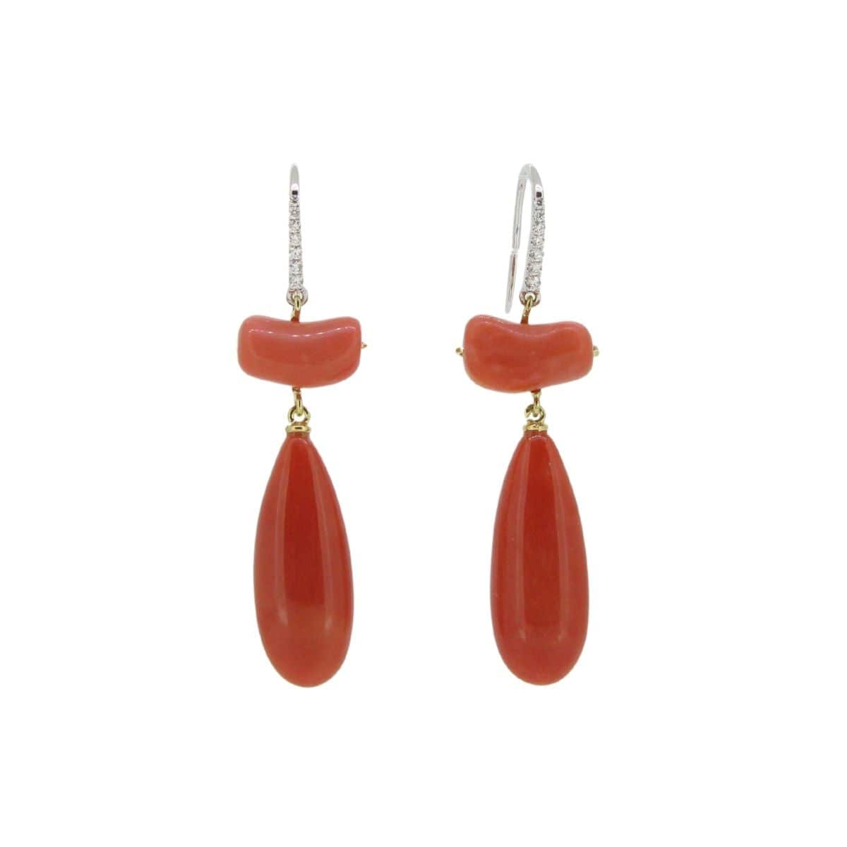 Coral & Diamond Drop Earrings - K.S. Sze & Sons
