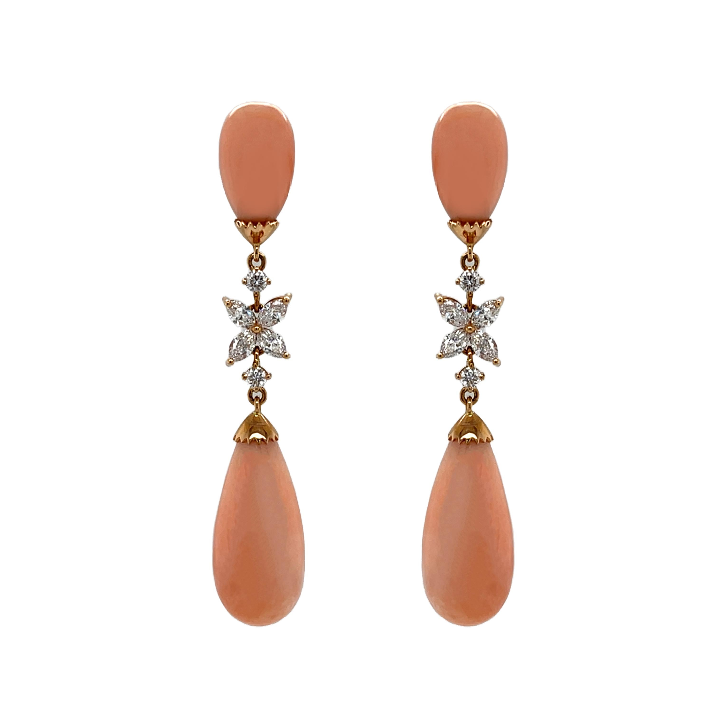 Coral & Diamond Earrings - K.S. Sze & Sons