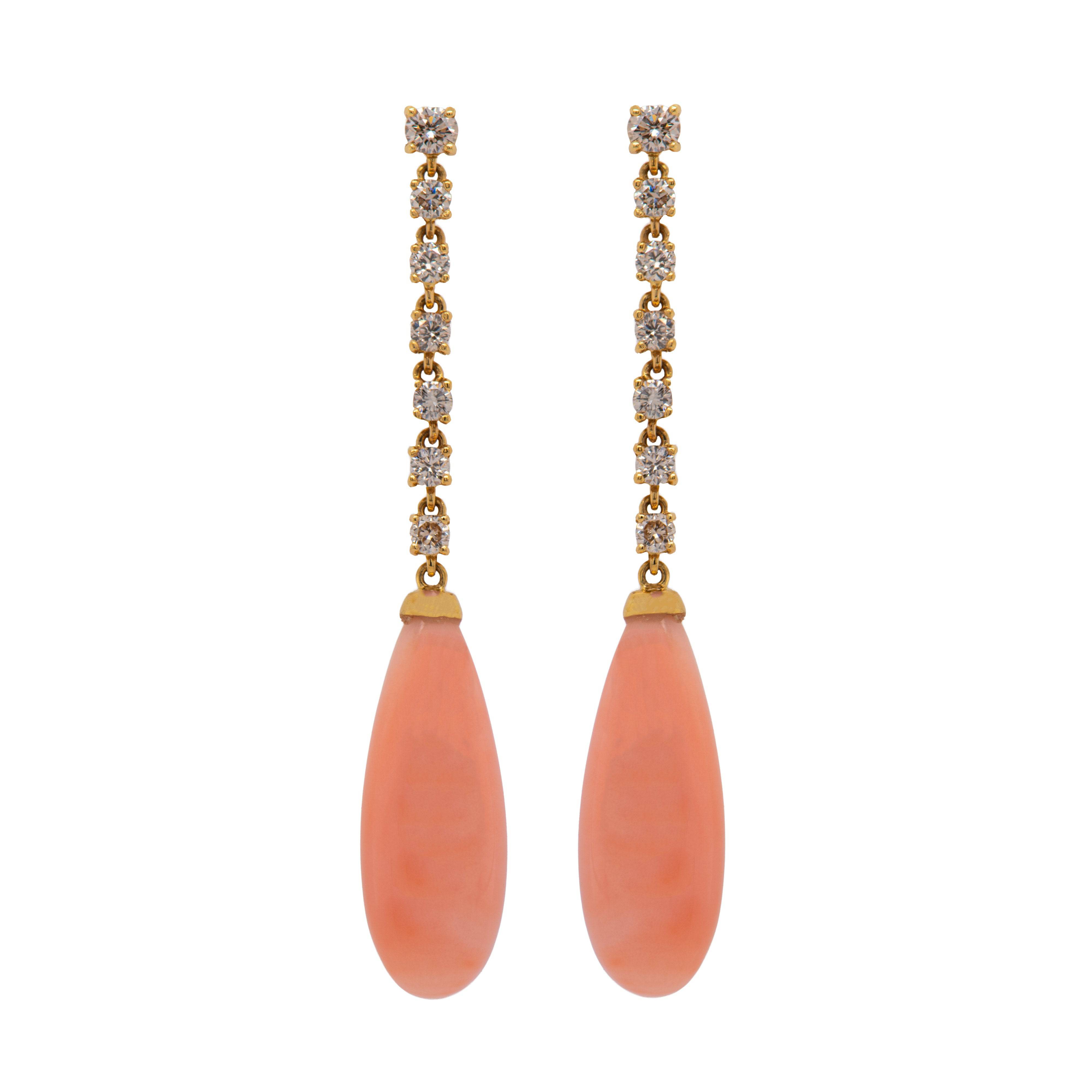 Coral & Diamond White Earrings - K.S. Sze & Sons