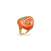 Coral, Garnet & Diamond Ring - K.S. Sze & Sons
