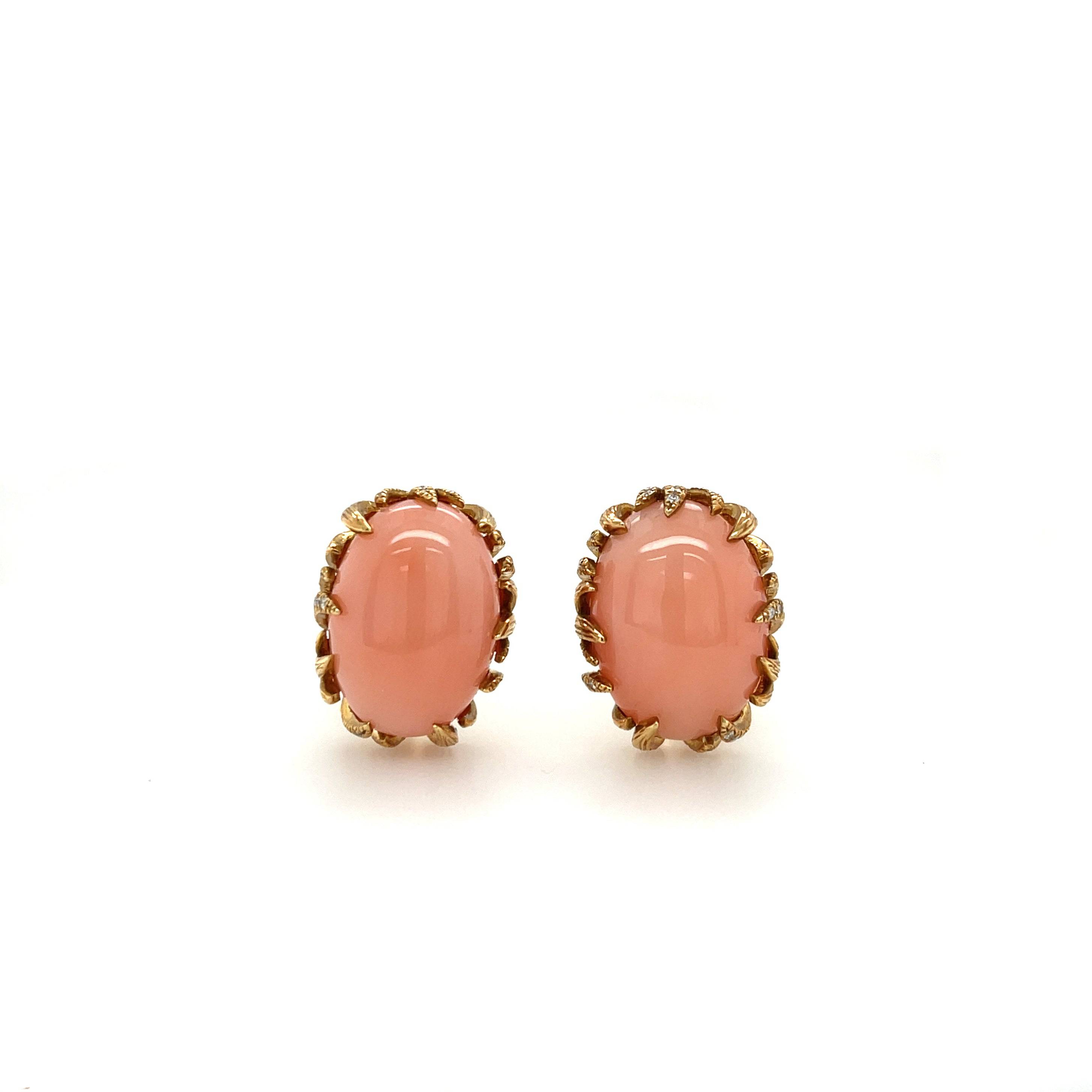 Coral & White Diamond Earrings - K.S. Sze & Sons