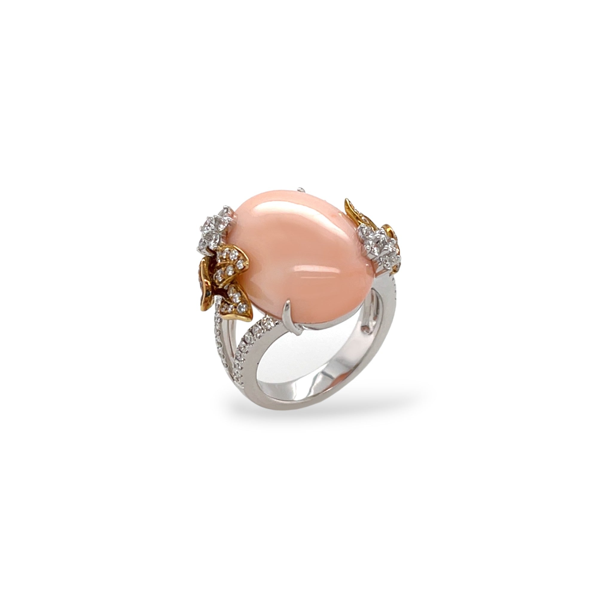 Coral & White Diamond Ring - K.S. Sze & Sons