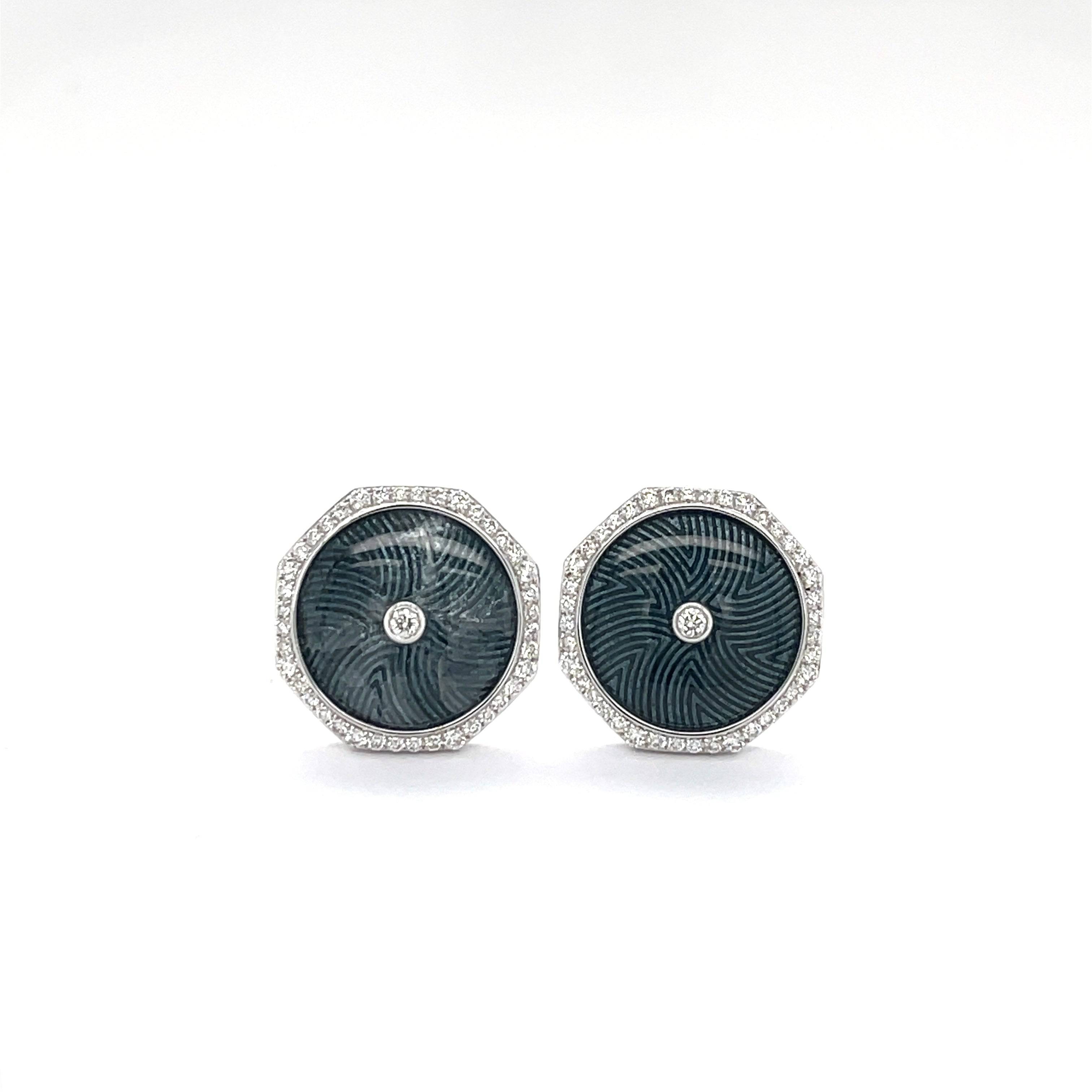 Diamond & Enamel Cufflinks - K.S. Sze & Sons