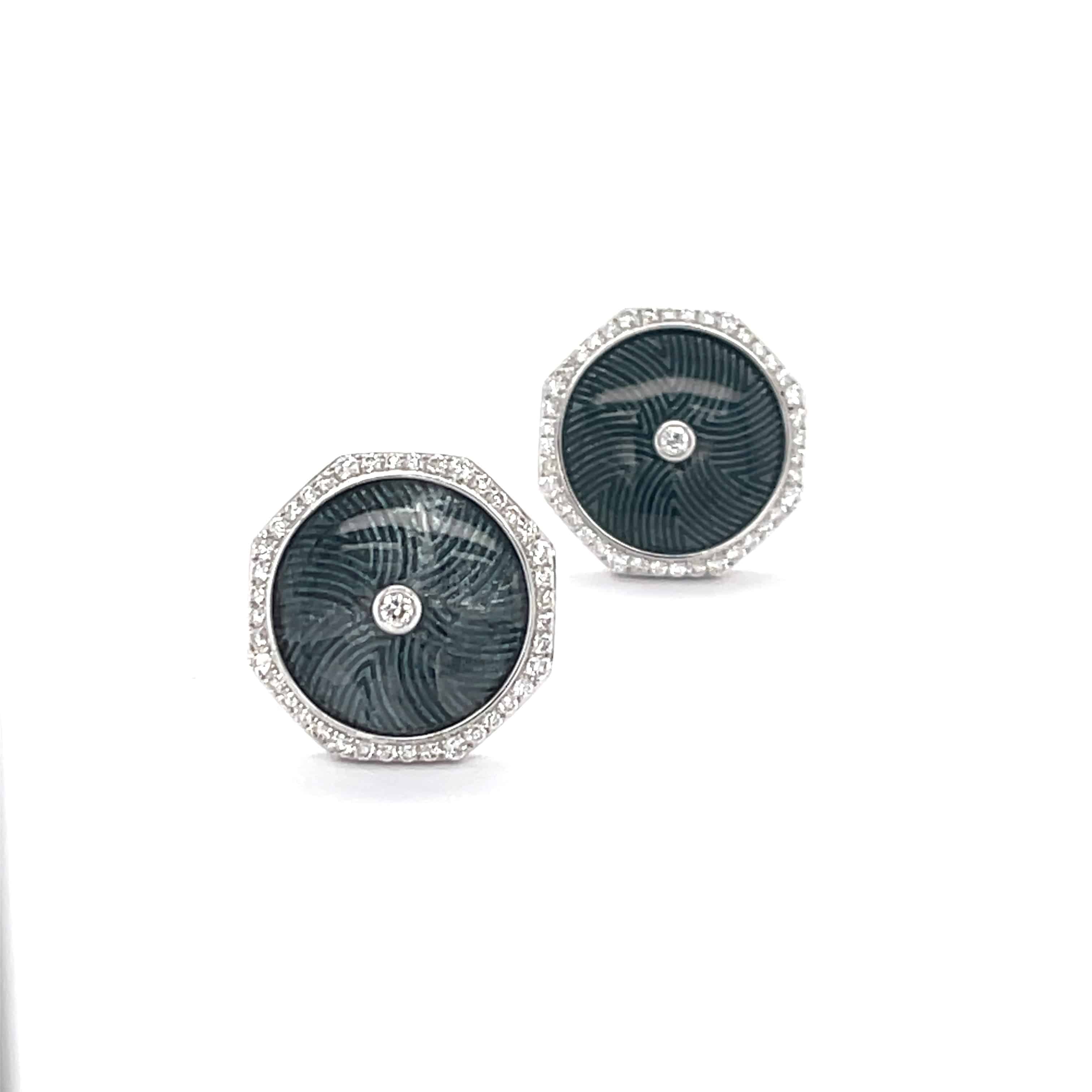 Diamond & Enamel Cufflinks - K.S. Sze & Sons