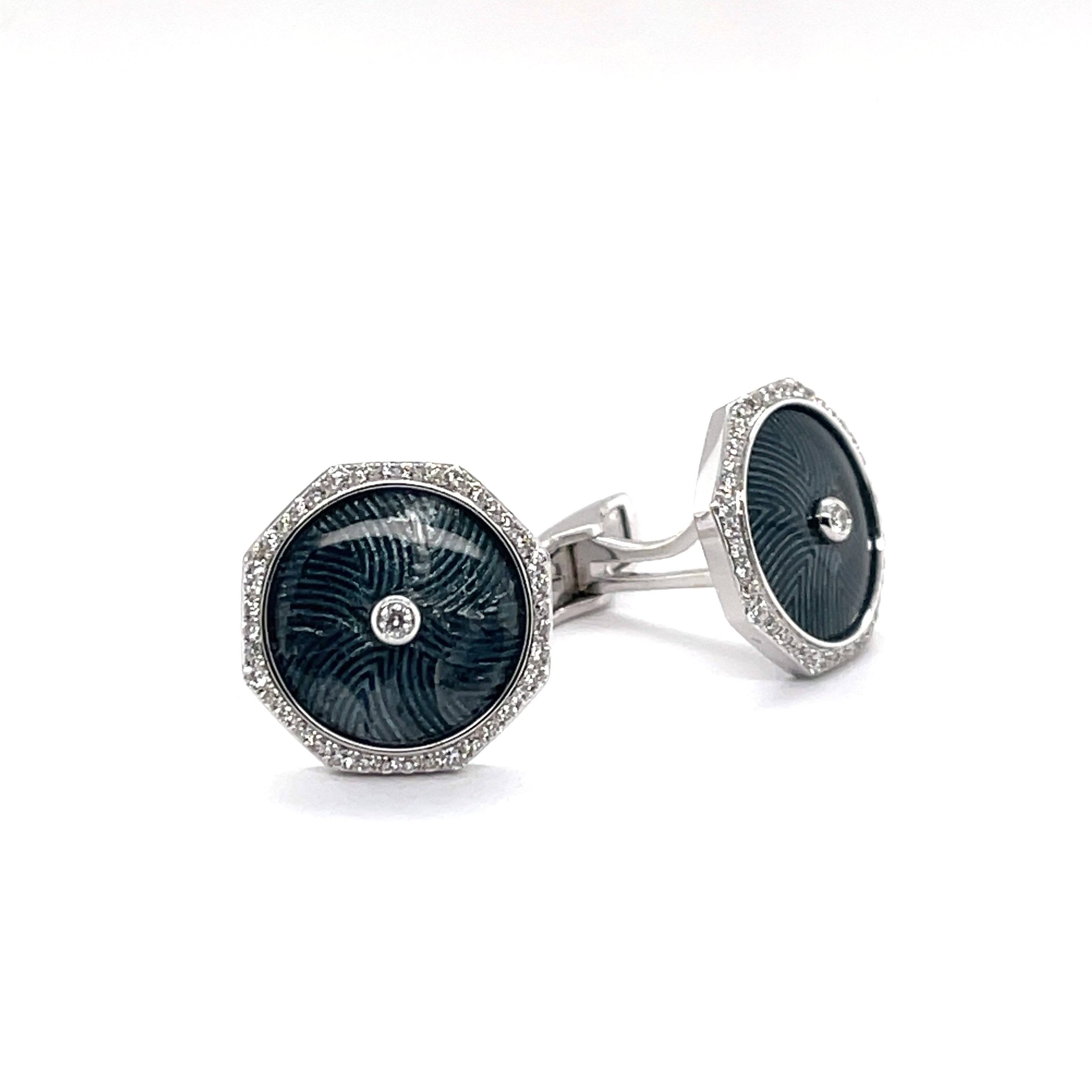 Diamond & Enamel Cufflinks - K.S. Sze & Sons