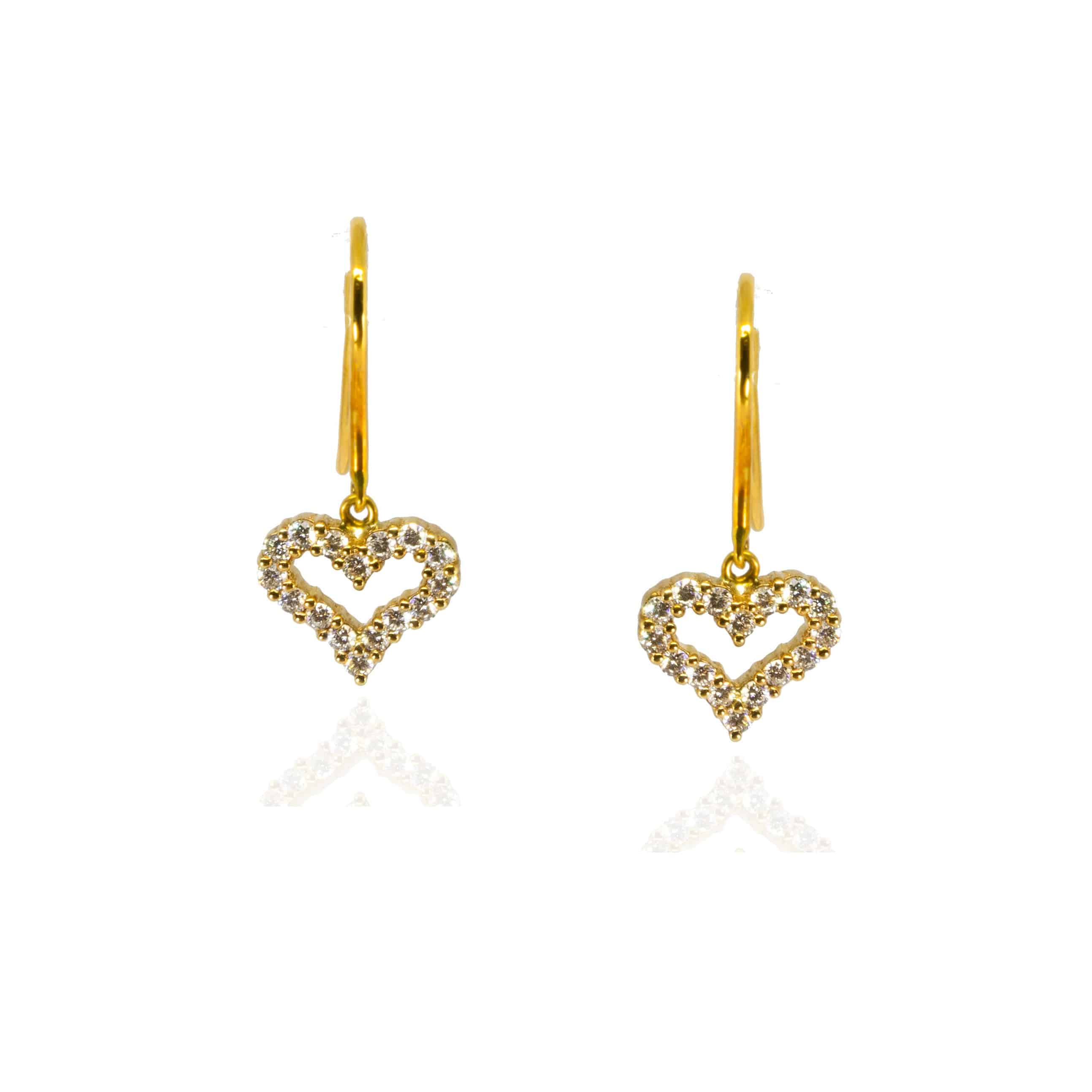 Diamond Heart Shape Drop Earrings - K.S. Sze & Sons