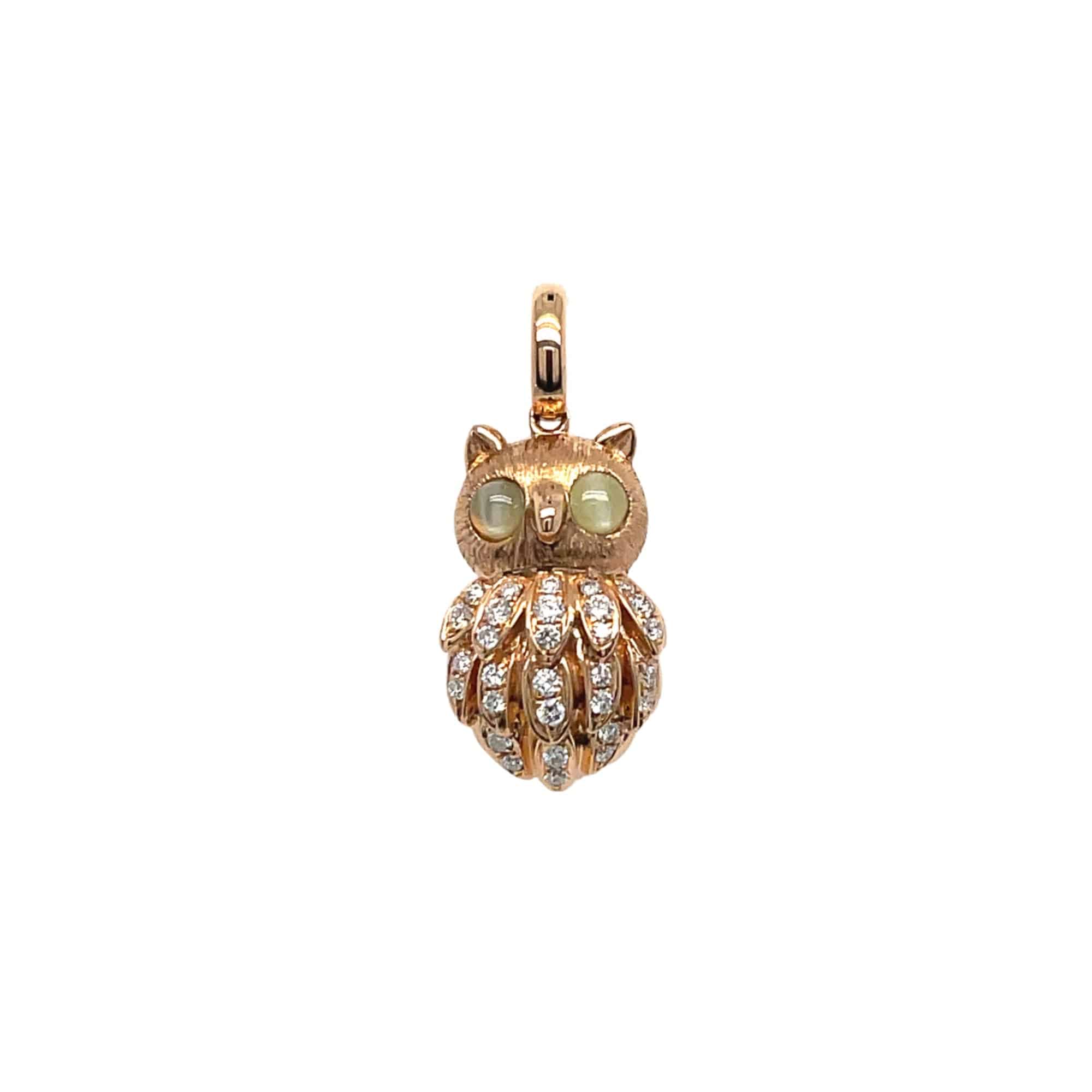 Diamond Owl Pendant - K.S. Sze & Sons