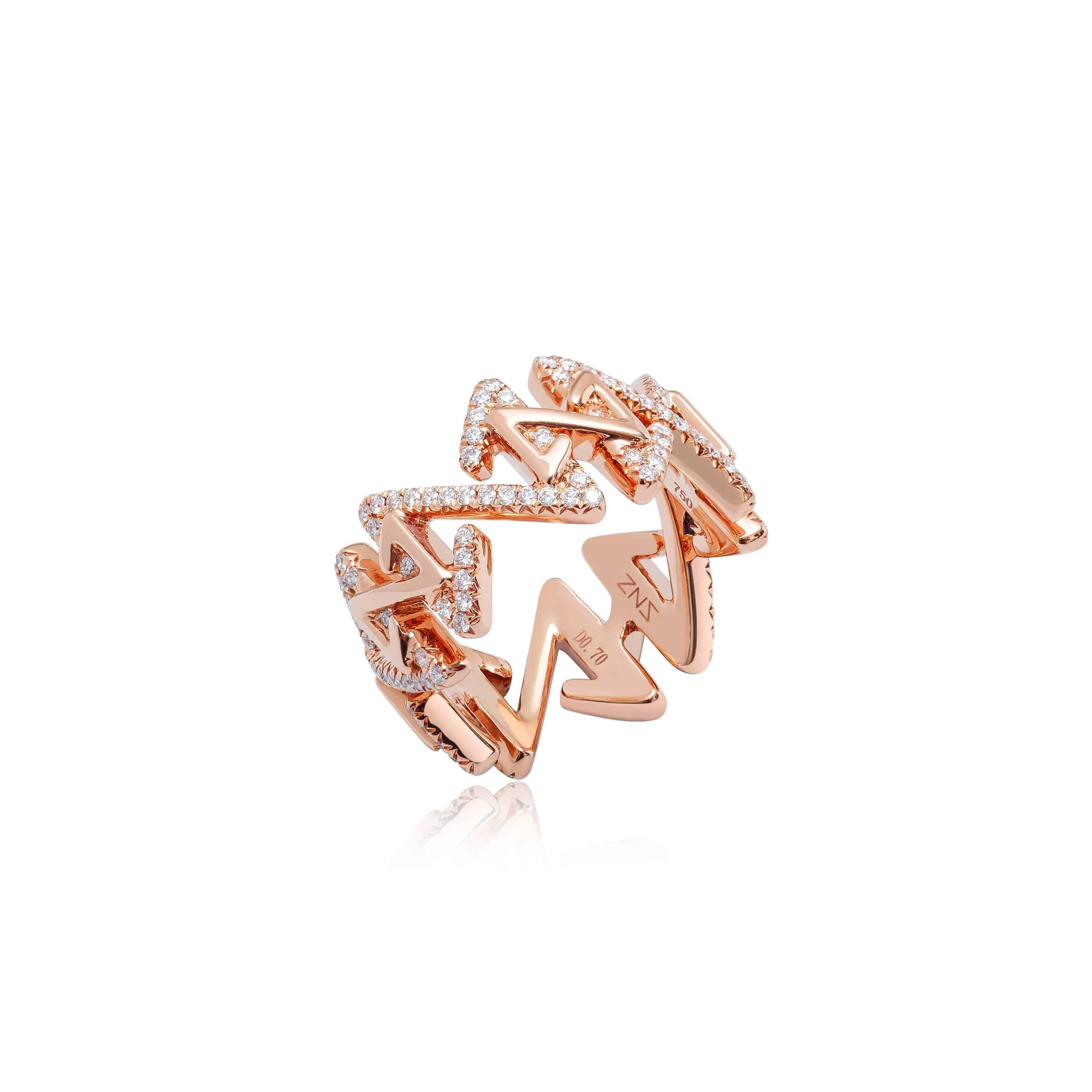 Diamond-Paved Ring In Rose Gold - K.S. Sze & Sons