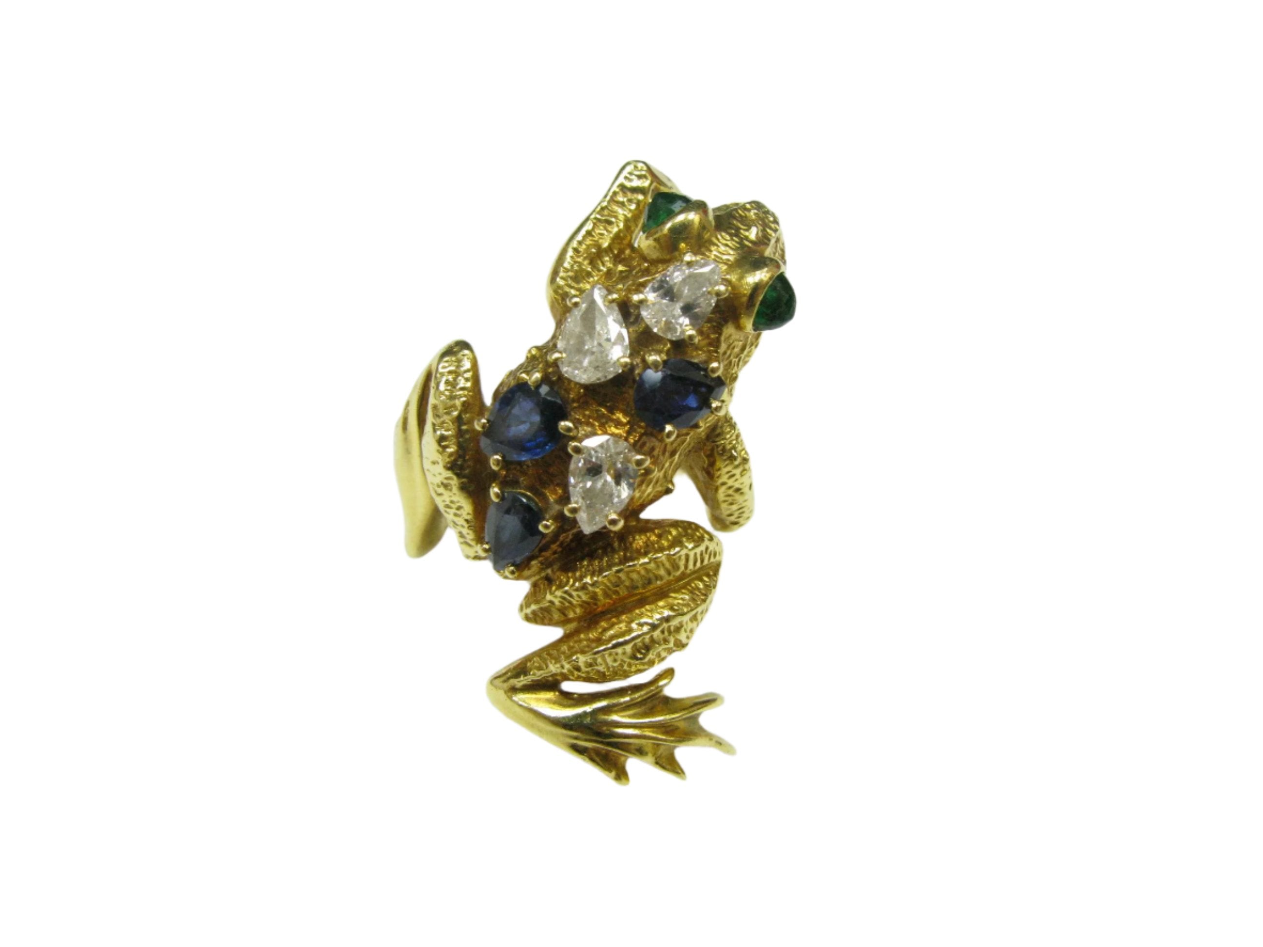 Diamond, Sapphire & Emerald Frog Ring - K.S. Sze & Sons