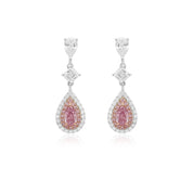 Drop Pink & White Diamond Earrings - K.S. Sze & Sons