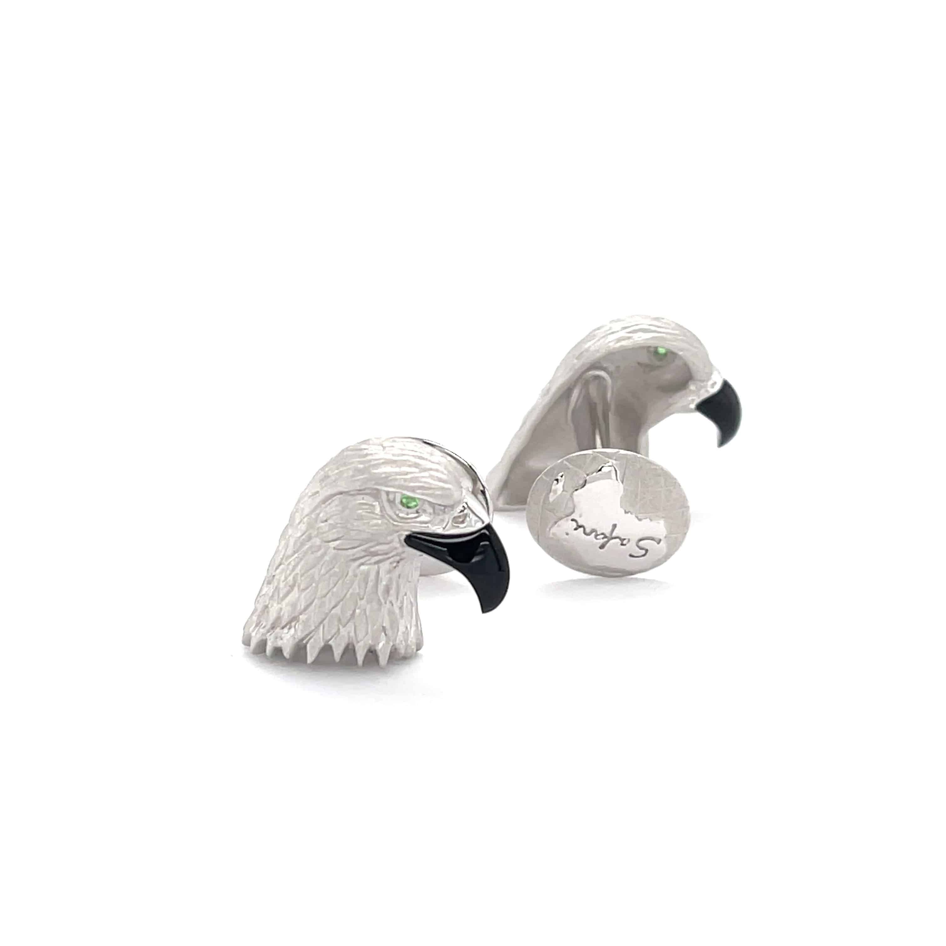 Eagle Heads Onyx Cufflinks - K.S. Sze & Sons
