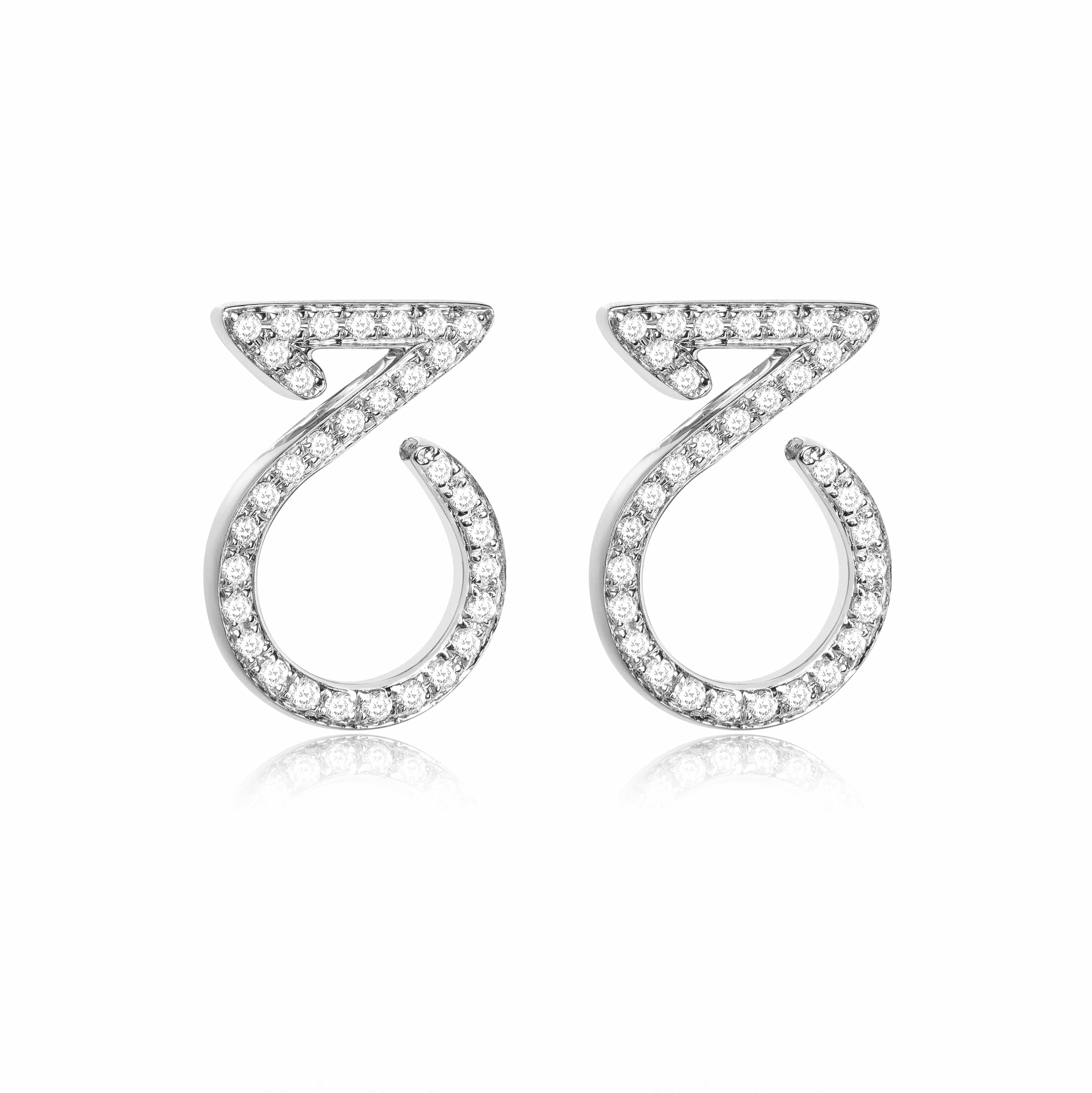 Ear Studs In 18K Gold With Diamonds - K.S. Sze & Sons