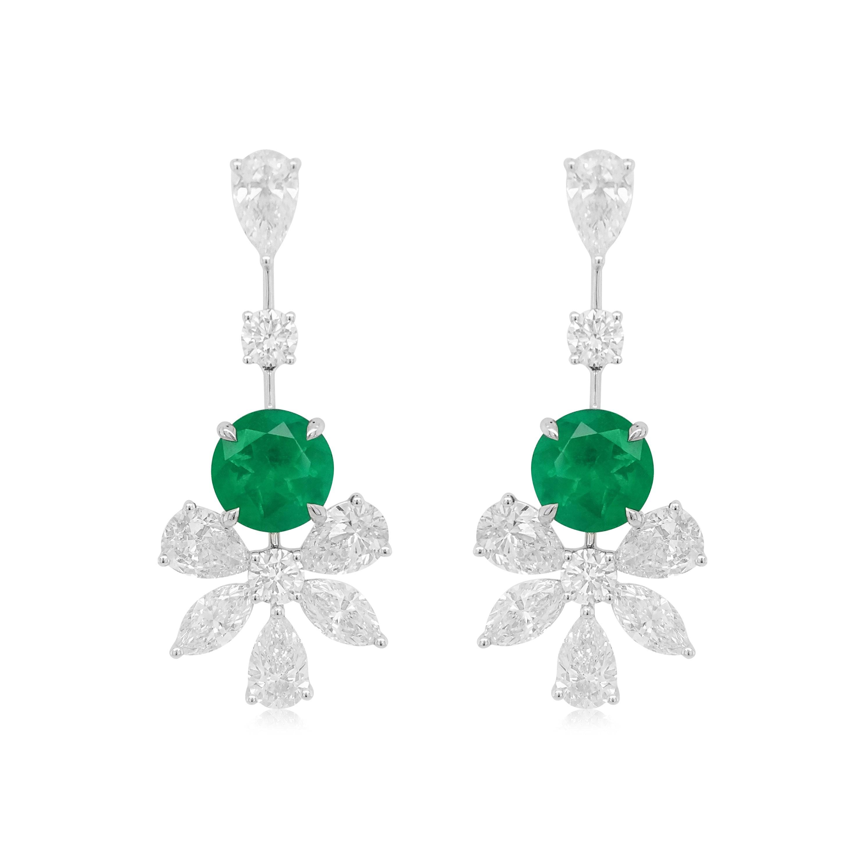Emerald & Diamond Earrings (GRS Certificate) - K.S. Sze & Sons